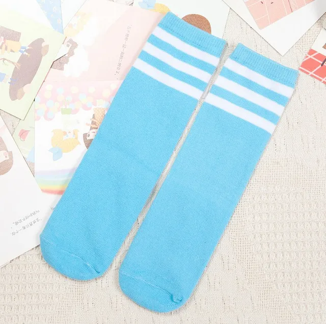 Kids Knee High Socks Girls Boys Football Stripes Cotton Sports School White Socks Skate Children Baby Long Tube Leg Warm 07