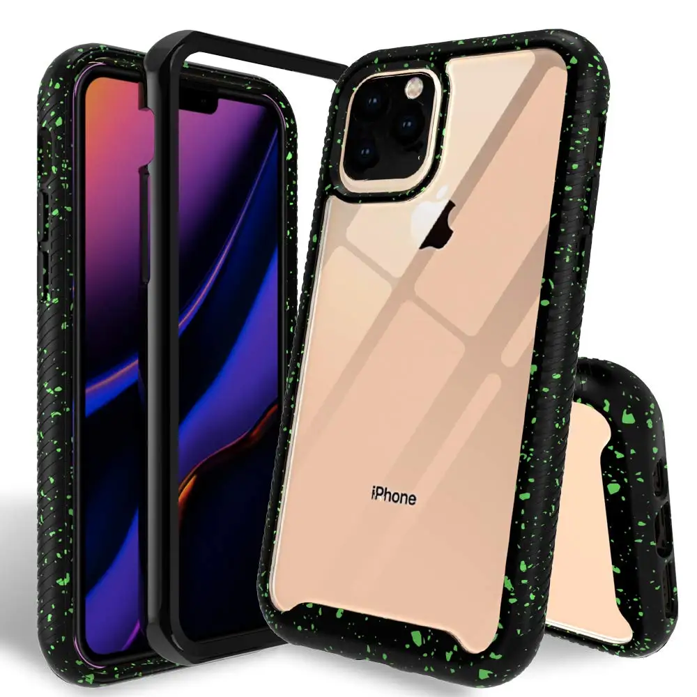 

For iPhone 11 Pro Max Dual Layer Hybrid Defender Crystal Shockproof Back Cover For iPhone X Xr Xs Max TPU Bumper Protective Case