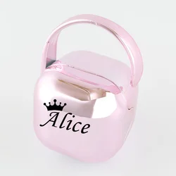 Boîte de rangement de sucette de luxe, avec nom et Photo, personnalisable, cadeau Unique, conteneur de sucette anti poussière, boîte de voyage pour sucette scintillante 