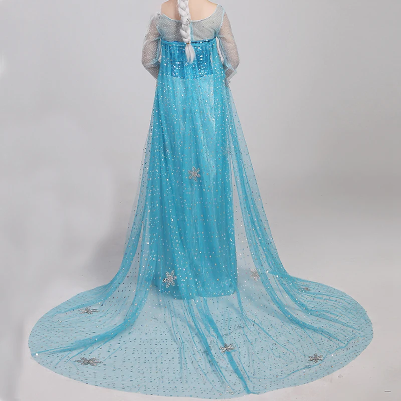 Top Quality Queen Elsa Cosplay Costume Dress For Halloween Party Women Girl Custom Made