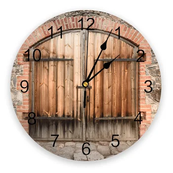 

Old Stone House Crack In Stone Brick Wall Wall Clock Silent Non Ticking Kids Room Decorative Clock for Home Living Room Bedroom