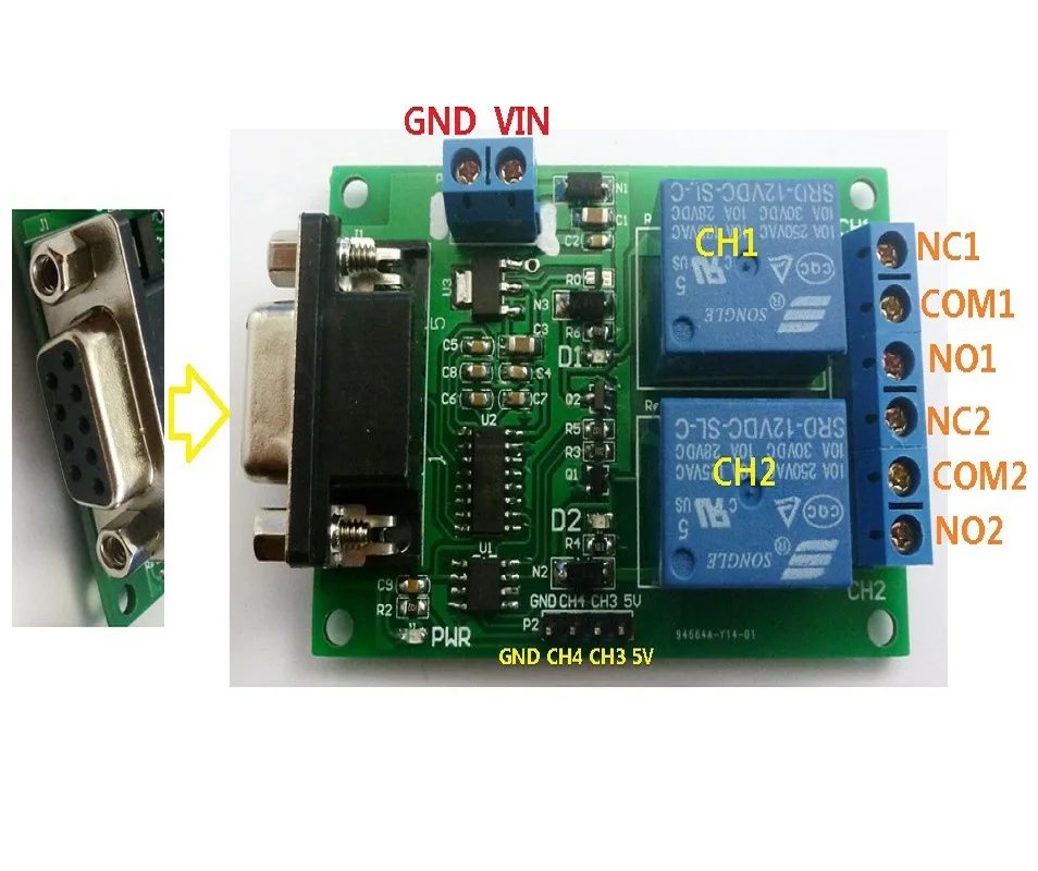 TB351 2 канальный релейный модуль с последовательным портом постоянный ток 12 В ПК USB