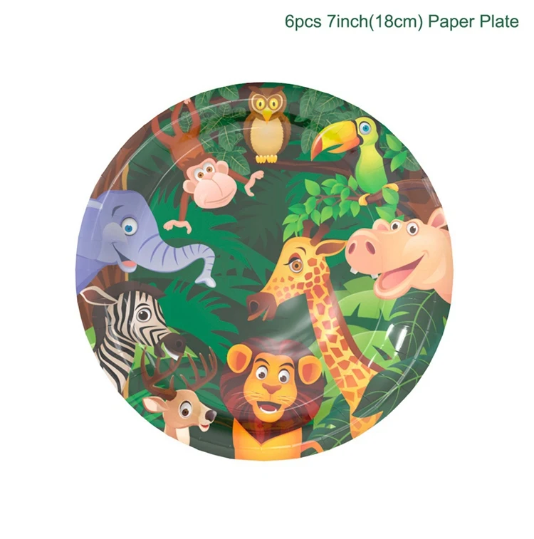 Paper Plate 04 FENGRISE Wild One день рождения украшения Детские джунгли сафари День Рождения украшения первый день рождения сафари джунгли вечерние украшения - Цвет: Paper Plate 04