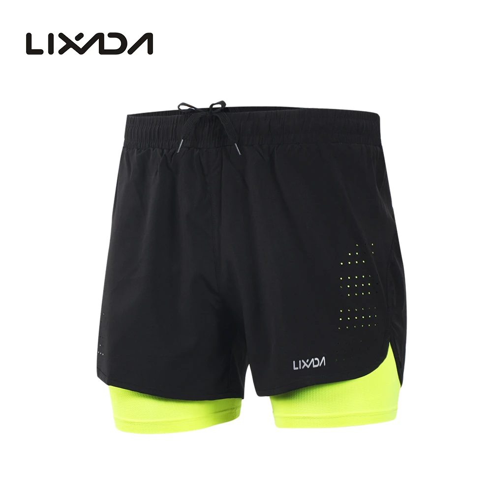 Lixada pantalones cortos 2 en 1 para correr para hombre, pantalón corto deportivo para hombre, de secado rápido, para ciclismo, con forro más largo|Pantalones cortos de ciclismo| - AliExpress