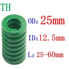 1 pces a compressão de carimbo espiral da carga pesada verde morre diâmetro exterior 25mm diâmetro interno 12.5mm comprimento 25-60mm da mola