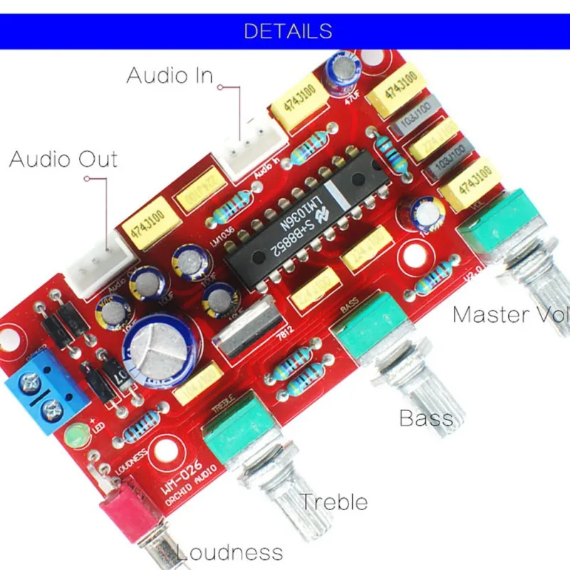 Регулировка DIY усилитель комплект аксессуары HIFI энтузиаст LM1036 предусилитель доска тон доска усилитель Передняя панель бас и высокие частоты