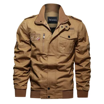 

Tooling jacket cotton size military uniform Stand collar tooling jacket men's large size loose casual flight jacket washed 9962