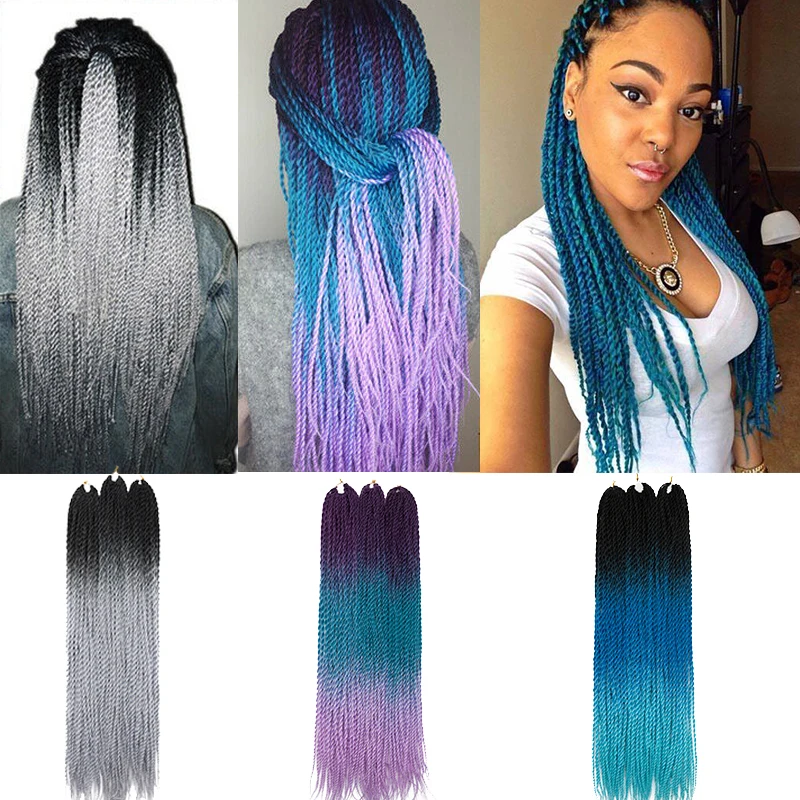 BENEHAIR Senegalese Twist Hair Crochet Braids Hair Synthetic Braiding Extensions 30 Roots/pack Ombre Braids For Women