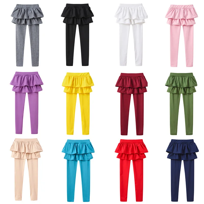 

INS Child Spring And Autumn New Style Crawler Girls Princess Leggings Candy-Colored Korean-style Mock Two-Piece Culottes Childre