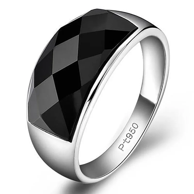 925 silver advanced creative geometric diamond inlaid black agate gemstone men's domineering exaggerated opening adjustable ring 925 silver advanced creative geometric diamond inlaid black agate gemstone men's domineering exaggerated opening adjustable ring