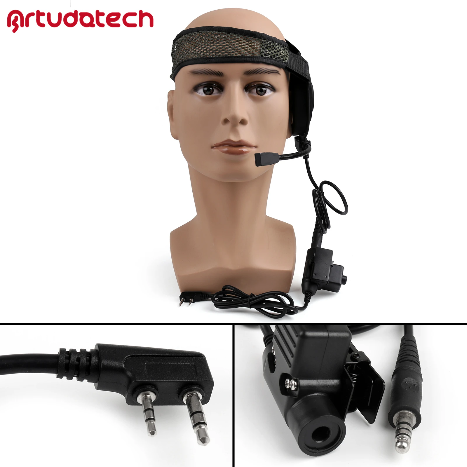 Artudatech Kenwood 2 핀 라디오 무전기 HD01 Z 전술 보먼 엘리트 II 헤드셋 U94PTT워키토키 부품