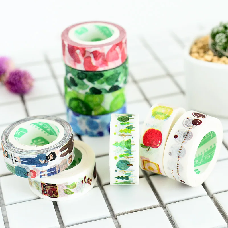 

Bagged Washi Tape Planner Diary Colored Decoration Labels Tearable Adhesive Journal Stickers 8M Length Washi Paper Masking Tape
