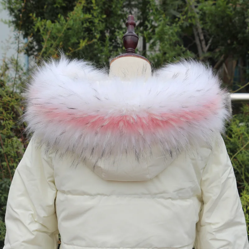 Новое поступление, воротник из искусственного меха енота, зимний женский шарф, зимние куртки, капюшон, меховая декоративная шаль, разноцветное мужское пальто, меховой воротник, FY50 - Цвет: 19