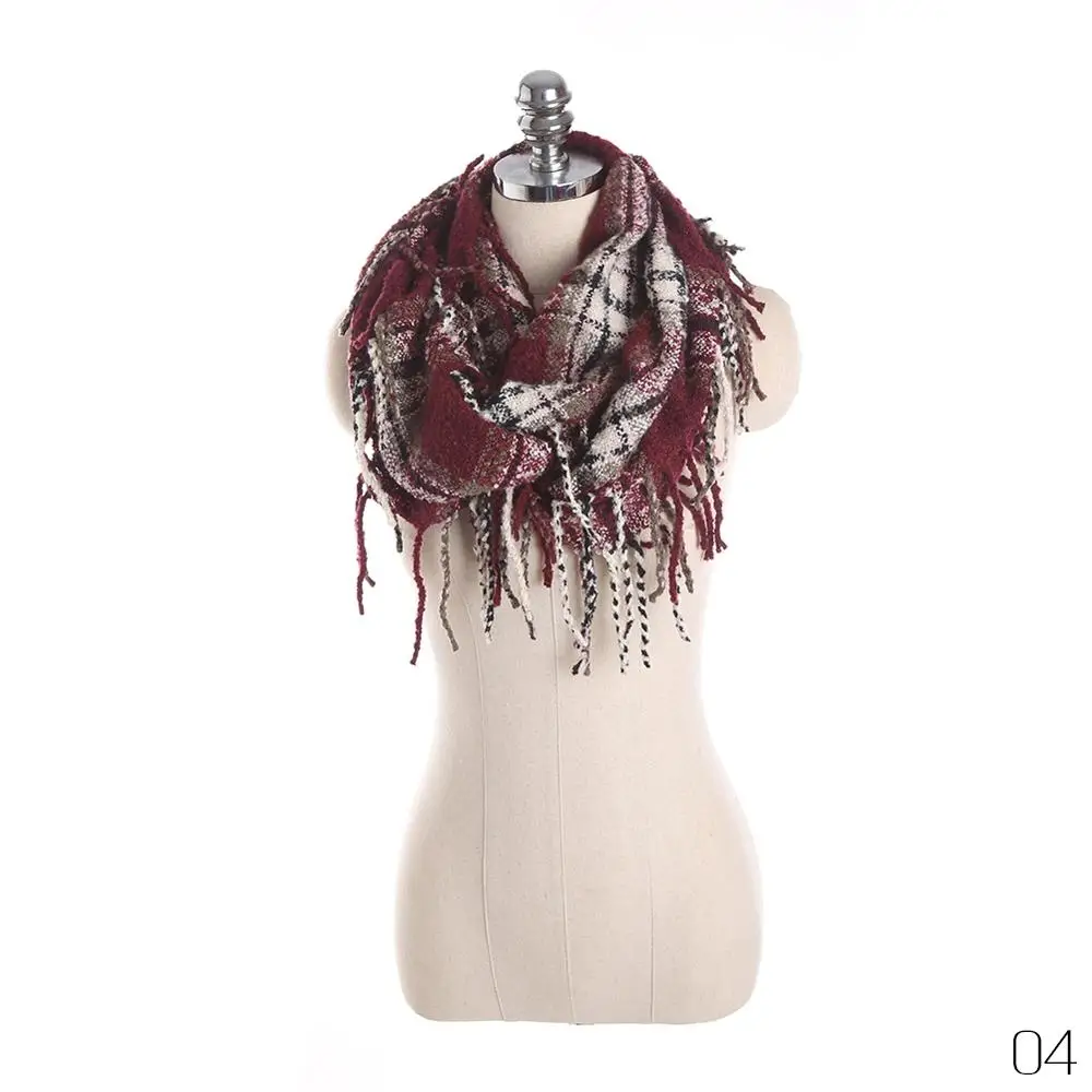 Febelle Winter Women Scarf Cashmere Knitted Snood Scarf Warm Sarf Infinity Scarves Neck Circle Ring Scarf for Girls - Цвет: 4