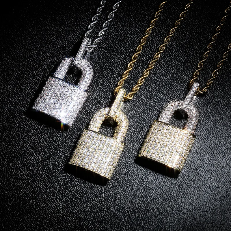 

Zciti Hip Hop Bling Lock Pendant Iced Out Bling Cubic Zircon Necklace For Men Jewelry Charm