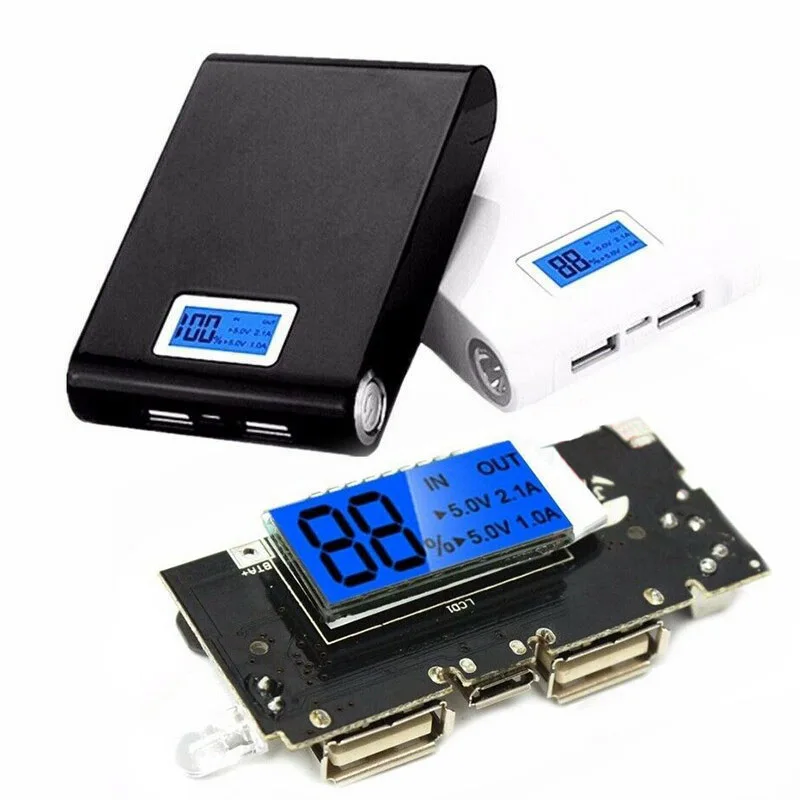 Мобильный блок питания модуль зарядного устройства аккумулятора двойной USB цифровой дисплей 5 в 1A/2.1A SP99