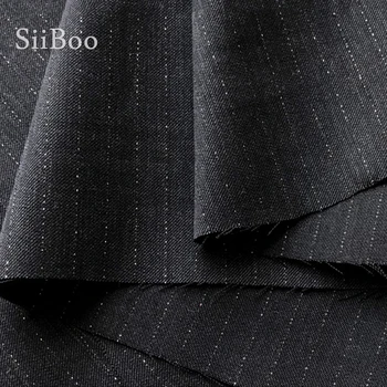 

Luxury metallic striped black 100%wool fabric apparel for winter coat woolen tissu cloth tecidos telas stoffen for sewing SP5676