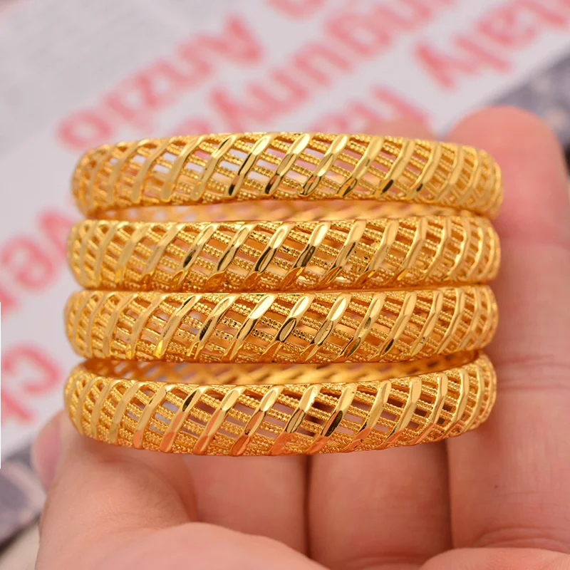 

Wando 4pc/lot Arab Dubai Baby bangles For Girls boys child gold Color bracelet wholesale African jewelry Micronesia accessories