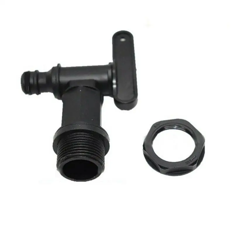 1pcs Plastic Tap And Nut For Water Butt Rain Barrel Quality Replacement Fit Snap Plastic Barrel Water Adaptor Tap Black But M7t8
