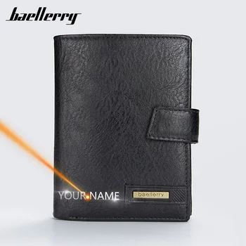 

2020 Name Engraving Men Wallets High Quality Male Purse Leather Vintage Card Holder Brand PU Leather Wallet For Men Carteria