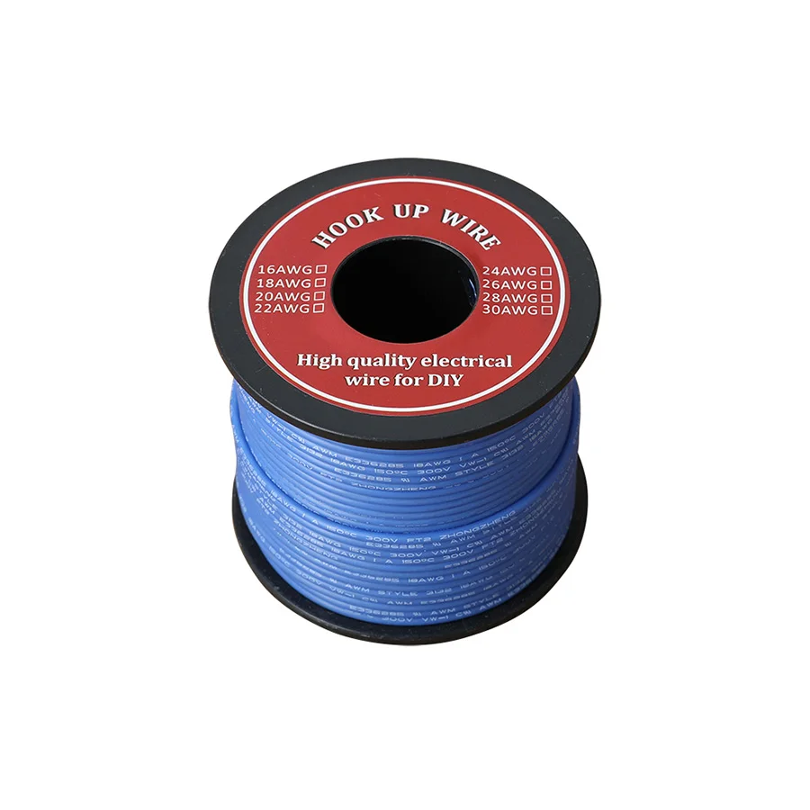 60m Soft Silicone Insulator UL3132 22 AWG Electrical Wire Tinned Copper Stranded Hook-up Wire 300V 6 Colors for DIY Toys Lamp
