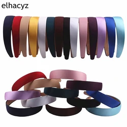 14pcs/lot New Lady Solid Satin Hair Band Plain Alice Headbands 1inch Wide Hairband Ribbon Hair Accessories