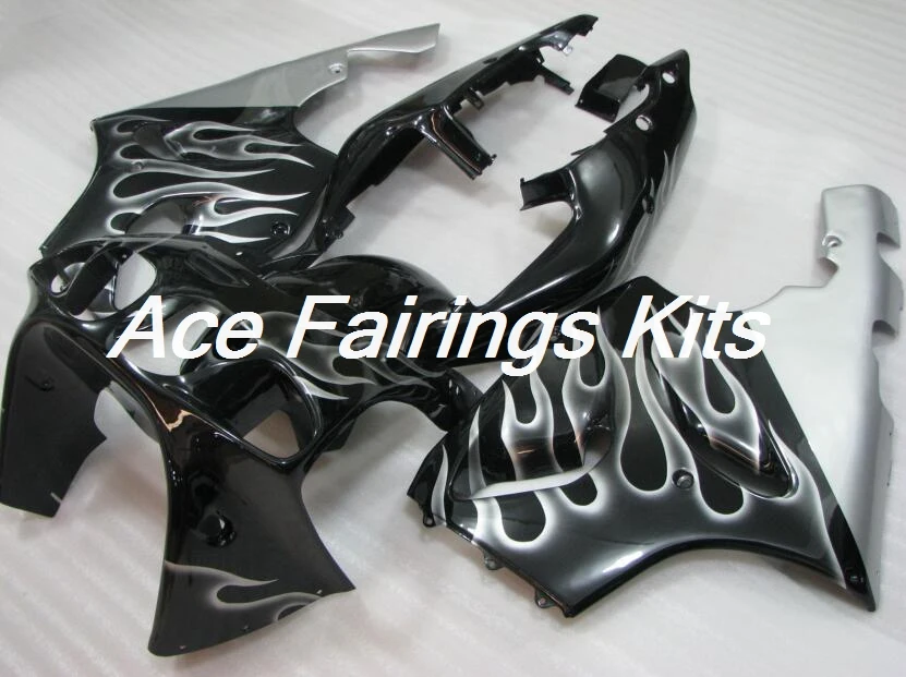 4 подарки ABS обтекатель комплект подходит для Kawasaki Ninja ZX7R ZX-7R 1996-2003 96 97 98 99 00 01 02 03 Обтекатели набор серебряное пламя
