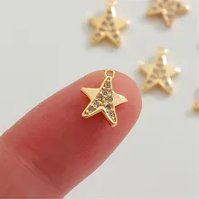 

14k Gold and Diamond Star Pendant handmade DIY bracelet necklace beaded jewelry material package accessories