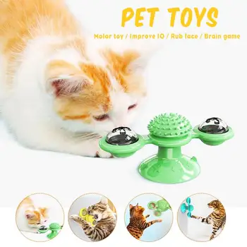 

LED Windmill Toys For Cat Puzzle Whirling Turntable With Brush Cat Play Game Toy Windmill Kittens Interactive Toy Supplies Pet