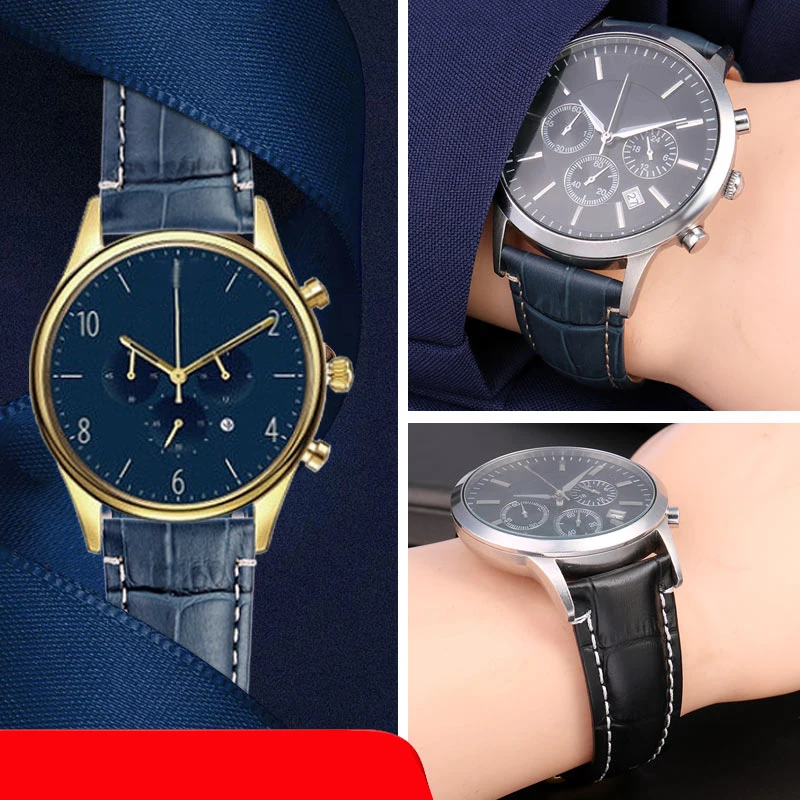 para Armani Relógio Ar1862 Pulseira de Couro Genuíno dos Homens Pulseira 22x18 mm Blue1892 1947 1861 1979 Textura Crocodilo - Image 4