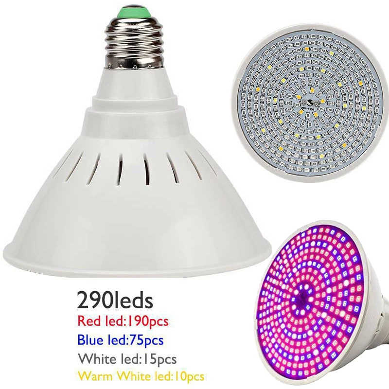 E27 60/200/290LED, полный спектр, светильник для выращивания растений, лампа для выращивания, лампа для комнатных цветов, гидро-светильник, лампа для растений, гидропонная - Испускаемый цвет: 290 LED