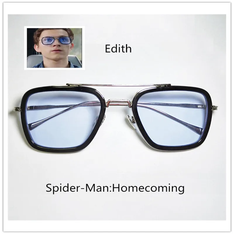 2019 Spider-Man Far From Home Glasses Edithcosplay Peter Parker Iron Man Tony Stark Accessories Prop Edith Fashion Sunglasses