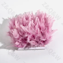 Natural 10-15CM (4-6 inches) turkey feathers dyed into leather pink made of cloth edge 2-10 meters dress skirt decoration DIY
