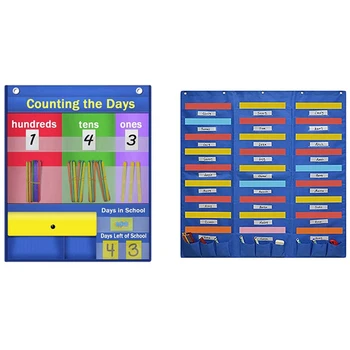 

2 Set Accessories: 1 Set Pocket Chart, File Organizer Folder & 1 Set Counting Caddie and Place Value Pocket Chart