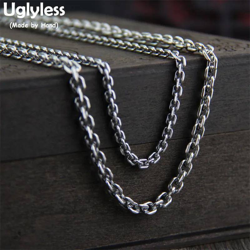 Uglyless S925 Sterling Silver Cross Chains Necklaces without Pendants Unisex Accessories Fine Jewelry Simple Bijoux Various Size | Украшения