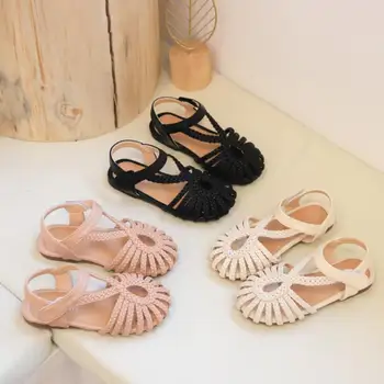 

Summer Style Girls Sandals Children Toddler Kids Beach Cutout Sandals Princess Cute Bow Leather Shoes 1-8 Years Sneakers