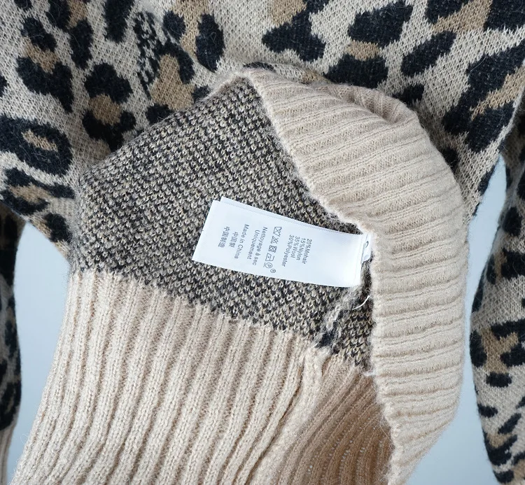 Толстый Водолазка Свитер с леопардовой раскраской и пуловер Джемпер большого размера шерстяной свитер для женщин зима теплый свитер вязаный трикотаж