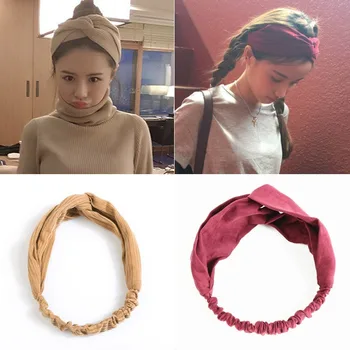 

Cotton Women Headband Turban Solid Color Girls Knot Hairband Hair Accessories Twisted Ladies Makeup Elastic Hair Bands Headwrap