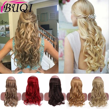 

Buqi Synthetic Wave No Clips In Hair extension 56cm 24 Inch Long Straight Hair Fake False Hairpiece Halo Hair Extension