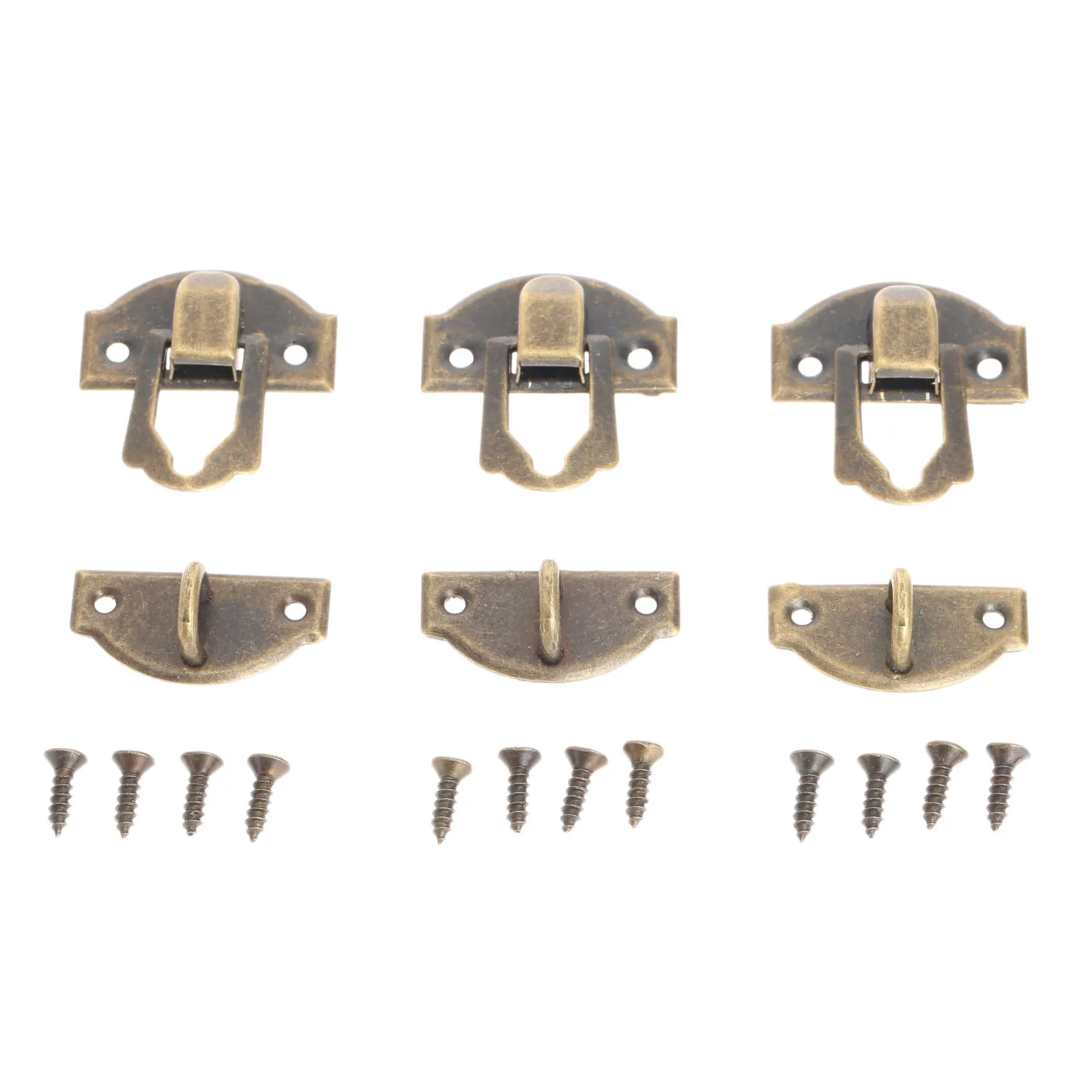 12pcs/set Hasps Latch Locks Metal Padlock Hasp Antique Bronze Wooden Jewelry Box Case 29mmx27mm with screws Furniture Hardware