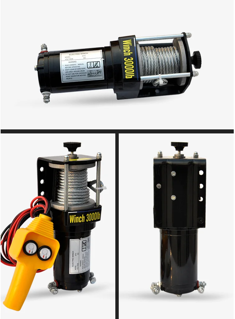 12V24V ATV Motor 3000LB 3500LB Electric Winch Wire Rope Recycling Winch Traction Cable Traction Kit Outdoor Cross Country Crane