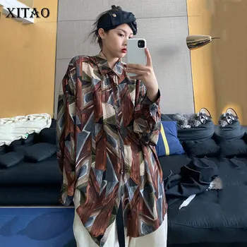 

XITAO Vintage Print Blouse Women Fashion Personality Loose All Match 2020 New Autumn Korean Style Long Sleeve Shirt ZP1785