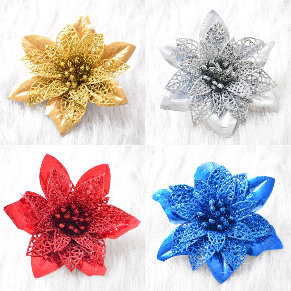 

Christmas Glitter Hollow Flower Tree Ornaments Wedding Artificial Flowers Valentine's Day Decoration Simulation Flowers for Home