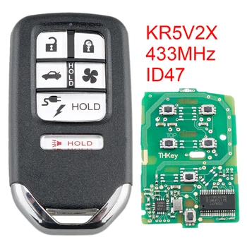

433Mhz FSK 6 Buttons Universal Black Smart Keyless Car Remote Fob with ID47 Chip KR5V2X Suitable for Honda Clarity 2018