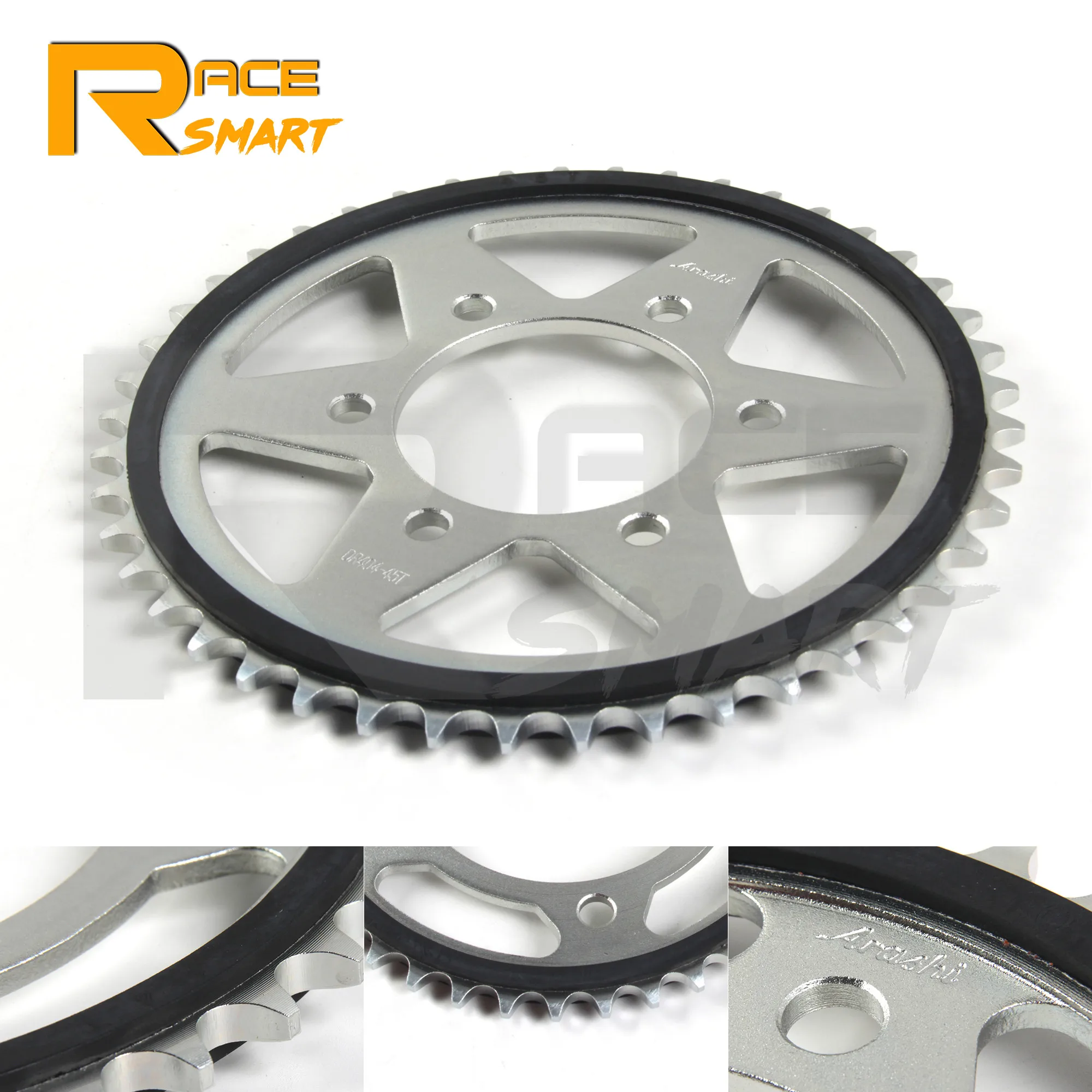 1pcs Motorcycle 520 Chain 45t Rear Sprocket Rubber Cushioned For