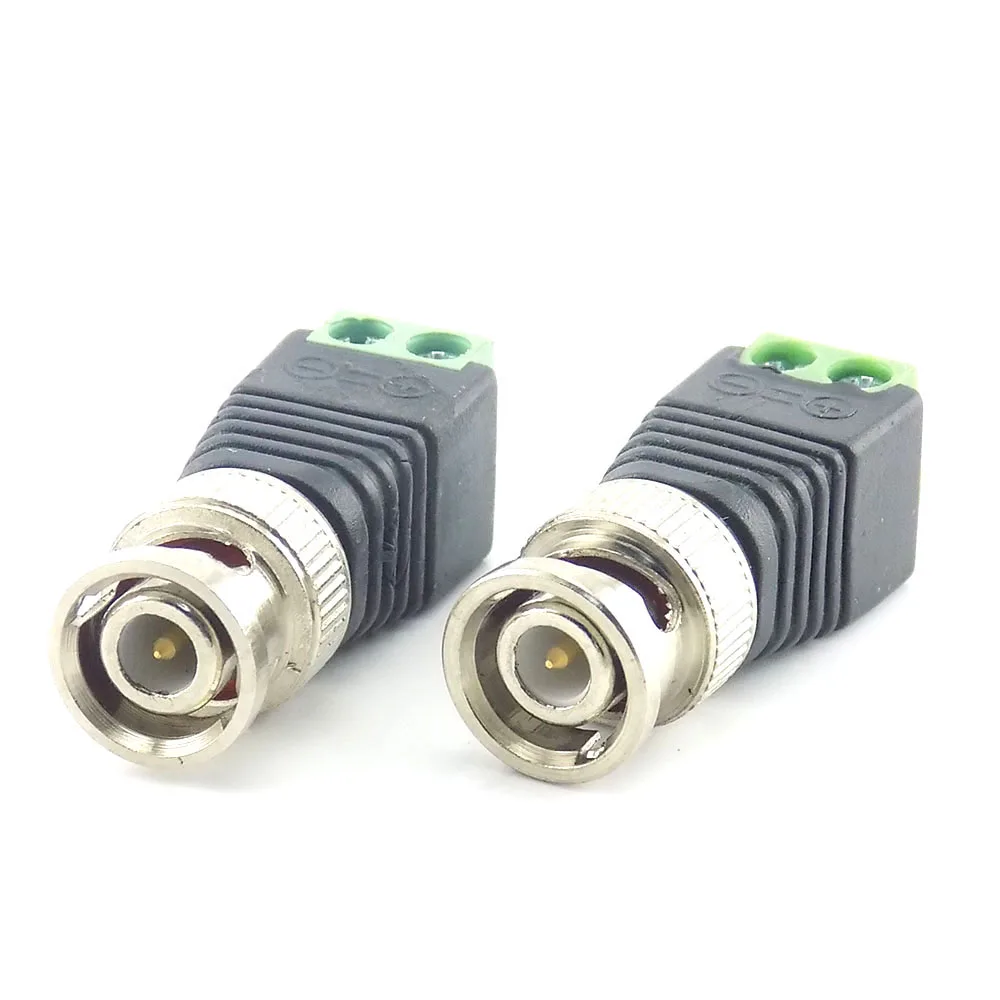 2PCS BNC Male CAT5 CCTV Video Adapter Coaxial Coax Balun Camera TV Connector K9
