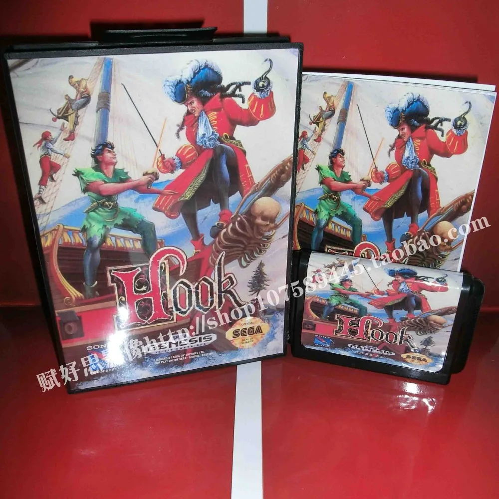 Sega MD game - Hook with Box and Manual for 16 bit Cartridge Megadrive Genesis system | Электроника
