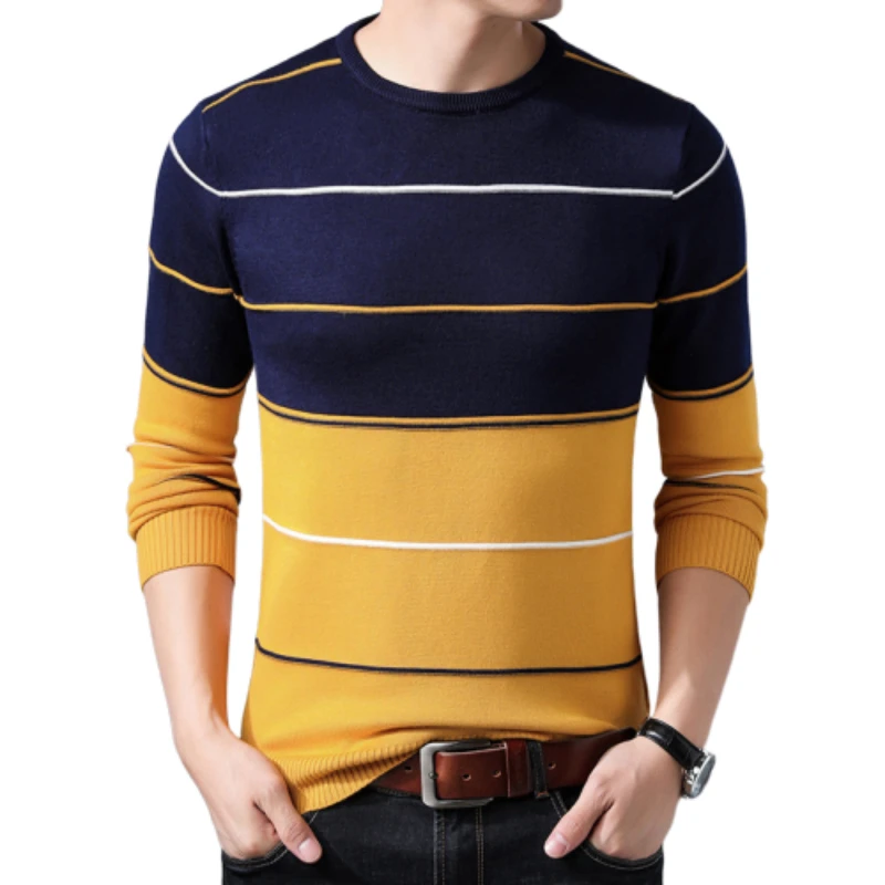 Sweaters Men 2019 Autumn Men's O-Neck Striped Sweaters Man Slim Knittwear Pullover Male Homme Multicolor Classic Sweater M-3XL Sweaters Men 2019 Autumn Men's O-Neck Striped Sweaters Man Slim Knittwear Pullover Male Homme Multicolor Classic Sweater M-3XL