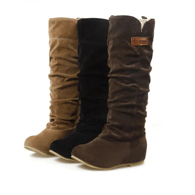 Сапоги до середины икры увеличивающие рост женские зимние сапоги теплые с