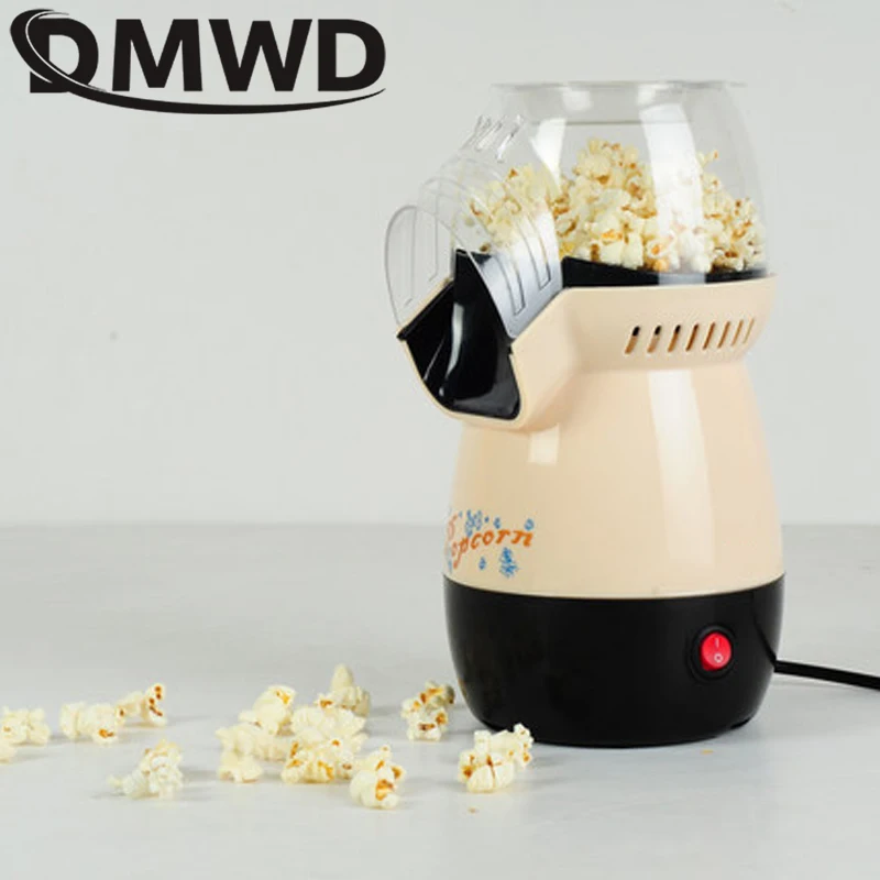 DMWD Electric Corn Popcorn Maker Household DIY Automatic Mini Hot Air Popcorn Making Machine DIY Healthy Oil-Free Corn Popper EU